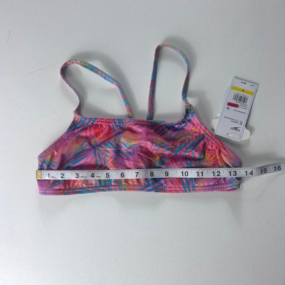 Speedo Vibe Endurance Throwing Shade Tropical Bikini Top Pink Orange Medium NEW - Picture 3 of 10